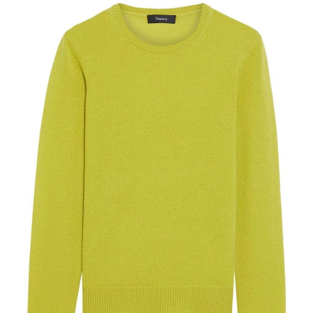Theory cashmere crew neck - size small - chartreuse